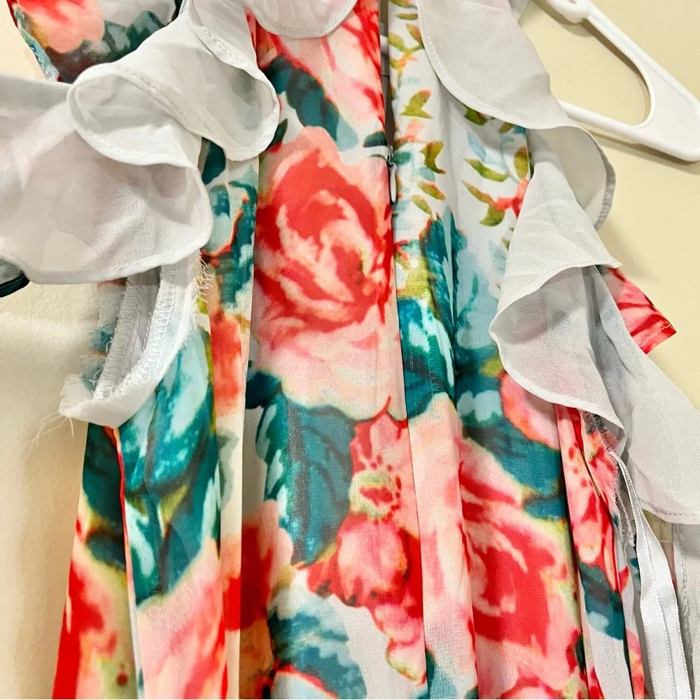 PL Gianni bini cold shoulder Floral maxi dress Size XS (Sleeves Altered) - Picture 7 of 14
